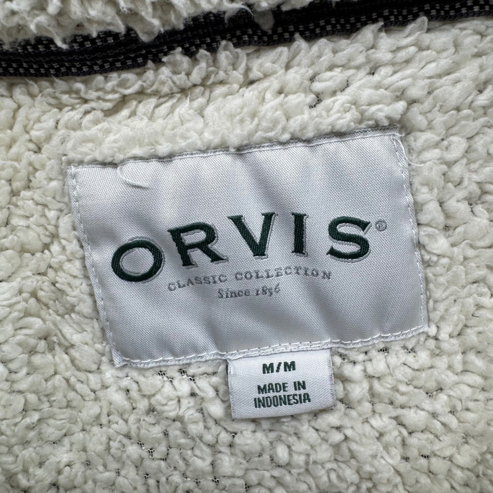 Orvis Pullover Sweater Mens Medium Gray Quarter Zip Sherpa Lined Honeycomb Knit - Picture 5 of 10